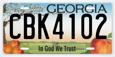 GA license plate CBK4102
