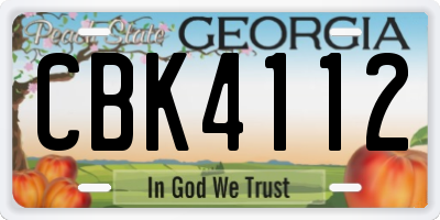 GA license plate CBK4112