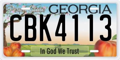 GA license plate CBK4113