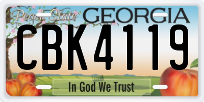 GA license plate CBK4119