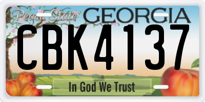 GA license plate CBK4137