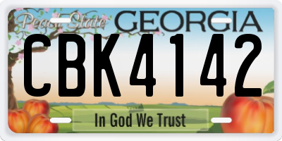 GA license plate CBK4142