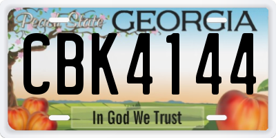 GA license plate CBK4144
