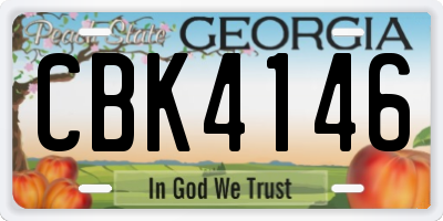 GA license plate CBK4146