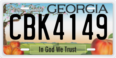 GA license plate CBK4149