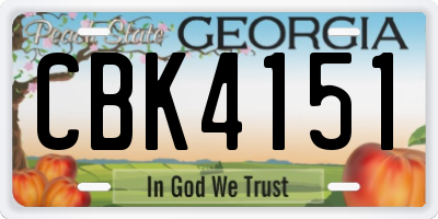 GA license plate CBK4151