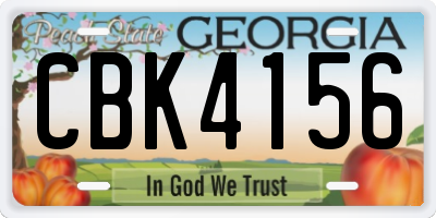 GA license plate CBK4156