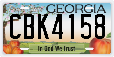 GA license plate CBK4158