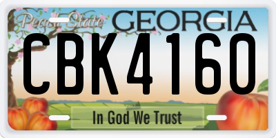 GA license plate CBK4160