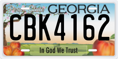 GA license plate CBK4162