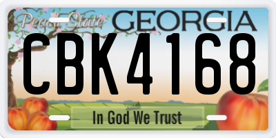 GA license plate CBK4168