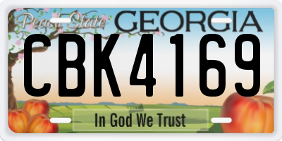 GA license plate CBK4169