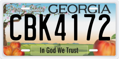 GA license plate CBK4172