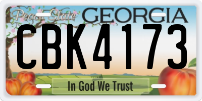 GA license plate CBK4173