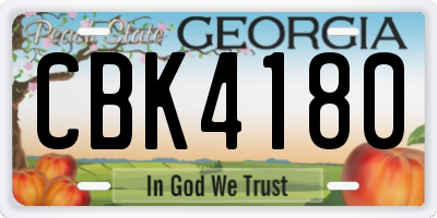 GA license plate CBK4180