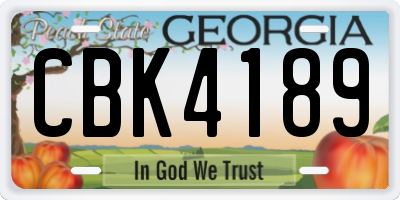 GA license plate CBK4189