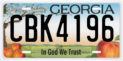 GA license plate CBK4196