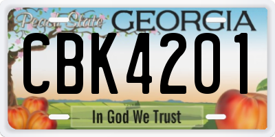 GA license plate CBK4201