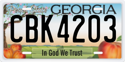 GA license plate CBK4203