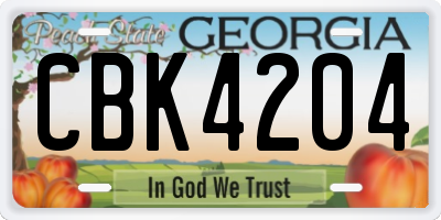 GA license plate CBK4204
