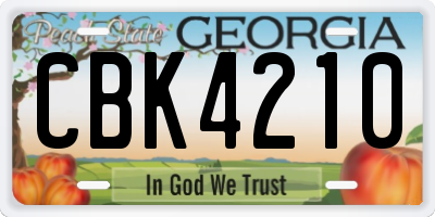 GA license plate CBK4210