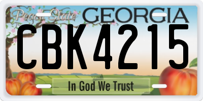 GA license plate CBK4215