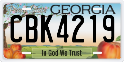 GA license plate CBK4219