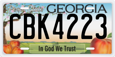 GA license plate CBK4223