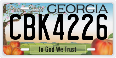 GA license plate CBK4226