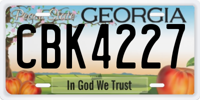 GA license plate CBK4227