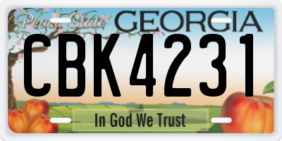 GA license plate CBK4231