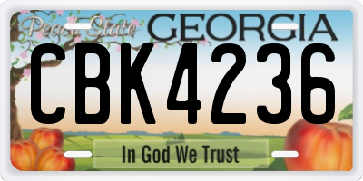 GA license plate CBK4236