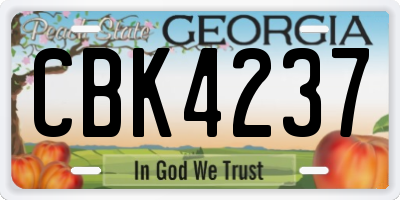 GA license plate CBK4237