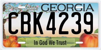 GA license plate CBK4239