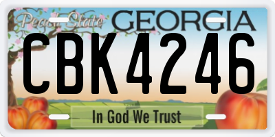 GA license plate CBK4246