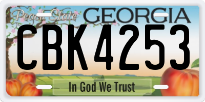 GA license plate CBK4253