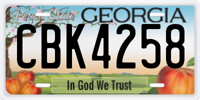 GA license plate CBK4258