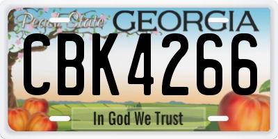 GA license plate CBK4266