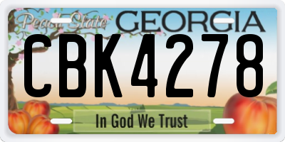 GA license plate CBK4278