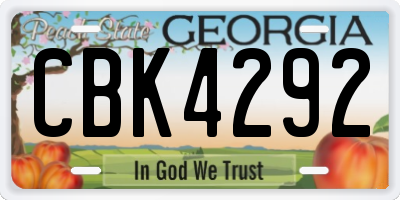GA license plate CBK4292