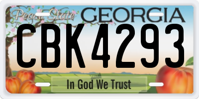 GA license plate CBK4293