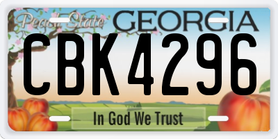 GA license plate CBK4296
