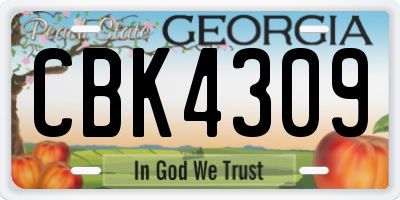 GA license plate CBK4309