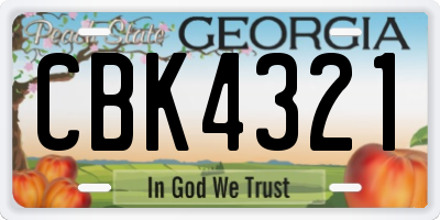 GA license plate CBK4321