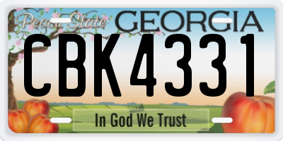 GA license plate CBK4331