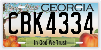 GA license plate CBK4334
