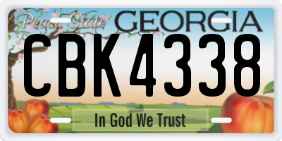 GA license plate CBK4338