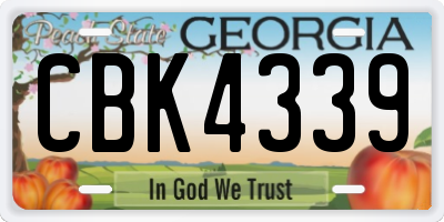 GA license plate CBK4339