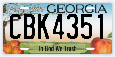 GA license plate CBK4351