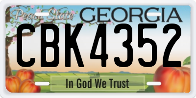 GA license plate CBK4352